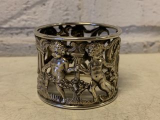 Antique John R.  Wendt Birmingham Sterling Silver Napkin Ring Cherub Decorations 2