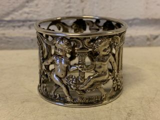 Antique John R.  Wendt Birmingham Sterling Silver Napkin Ring Cherub Decorations 4