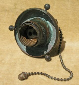 Handel socket w/ shade holder,  acorn pull,  signed,  strong click 3