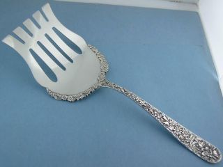 Rare Sterling S Kirk & Son Asparagus Fork / Server Repousse W/ Applied Lacing