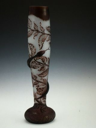 Rare Signed Antique 17” Lemaitre French Cameo “garden Of Eden Serpent Snake Vase