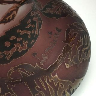 Rare Signed Antique 17” Lemaitre French Cameo “Garden of Eden Serpent Snake Vase 4