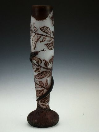 Rare Signed Antique 17” Lemaitre French Cameo “Garden of Eden Serpent Snake Vase 7