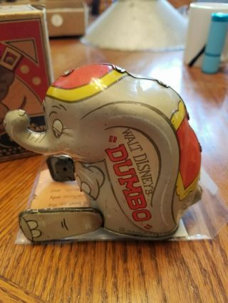 Walt Disney Dumbo Tin Litho Toy Windup With Box 1941.