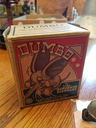 Walt Disney Dumbo tin litho toy windup with box 1941. 7