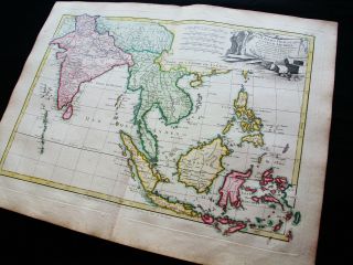 1778 ZANNONI - rare map: ASIA,  EAST INDIES,  INDIA,  PHILIPPINES,  MALACCA,  JAVA. 6