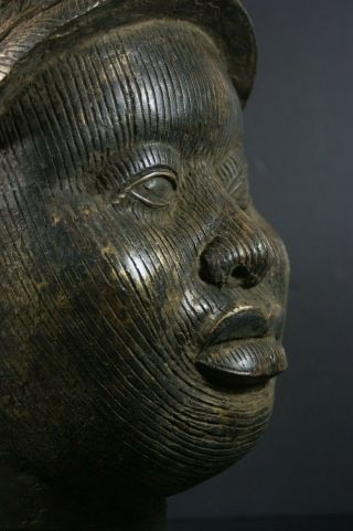 Life size IFE bronze African ONI Queen head - Nigeria Benin,  TRIBAL ART PRIMITIF 10