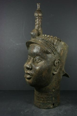 Life size IFE bronze African ONI Queen head - Nigeria Benin,  TRIBAL ART PRIMITIF 4