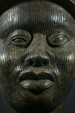 Life size IFE bronze African ONI Queen head - Nigeria Benin,  TRIBAL ART PRIMITIF 5