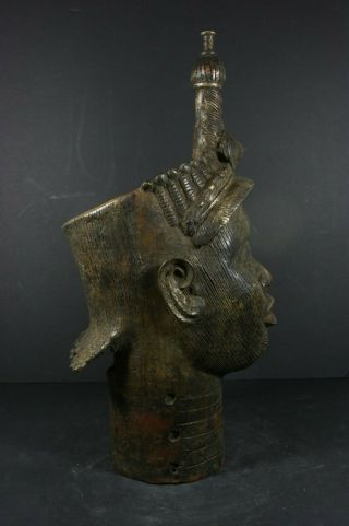 Life size IFE bronze African ONI Queen head - Nigeria Benin,  TRIBAL ART PRIMITIF 6