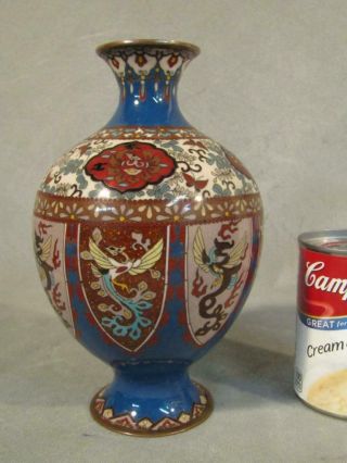 Antique Japanese Cloisonne 8 " Bulbous Vase With Birds - Meiji Period
