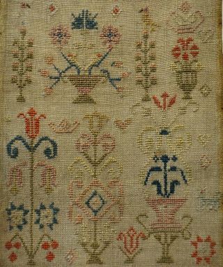 LATE 18TH CENTURY VERSE & FLORAL MOTIF SAMPLER BY ISABELLA PARKIN AGED 10 - 1798 9