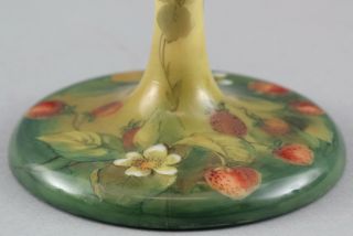 Rare Antique HANDEL Art Glass,  Strawberry Compote,  Hand Painted & Signed 10