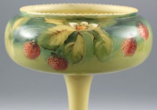 Rare Antique HANDEL Art Glass,  Strawberry Compote,  Hand Painted & Signed 3