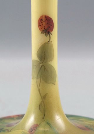 Rare Antique HANDEL Art Glass,  Strawberry Compote,  Hand Painted & Signed 4