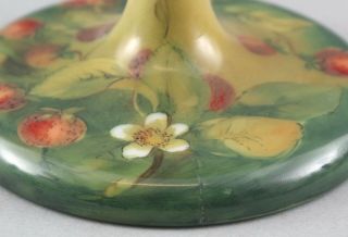 Rare Antique HANDEL Art Glass,  Strawberry Compote,  Hand Painted & Signed 5