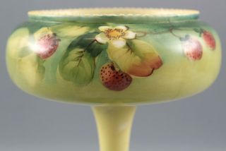 Rare Antique HANDEL Art Glass,  Strawberry Compote,  Hand Painted & Signed 8