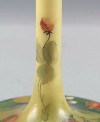 Rare Antique HANDEL Art Glass,  Strawberry Compote,  Hand Painted & Signed 9