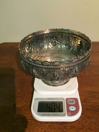 Antique sterling story bowl.  3d motif.  Heavy 404 grams. 12