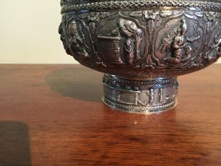 Antique sterling story bowl.  3d motif.  Heavy 404 grams. 7