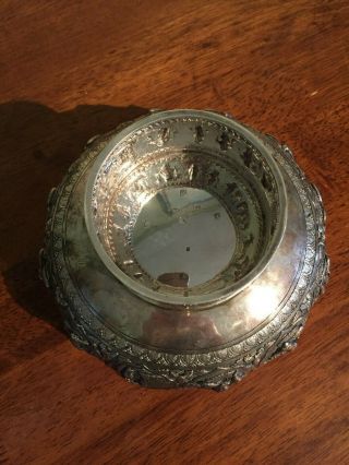 Antique sterling story bowl.  3d motif.  Heavy 404 grams. 9