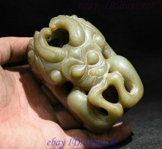Rare Chinese HongShan Culture Old Jade Carved Sun God People Alien totem Statue 7