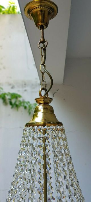 Antique Vintage Brass & Crystals HUGE French Chandelier Lighting Ceiling Lamp 4