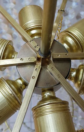 Antique Vintage Brass & Crystals HUGE French Chandelier Lighting Ceiling Lamp 5