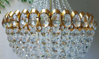 Antique Vintage Brass & Crystals HUGE French Chandelier Lighting Ceiling Lamp 6