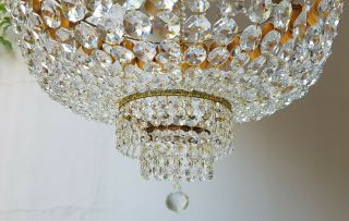 Antique Vintage Brass & Crystals HUGE French Chandelier Lighting Ceiling Lamp 8