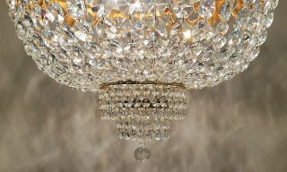 Antique Vintage Brass & Crystals HUGE French Chandelier Lighting Ceiling Lamp 9
