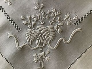 Gorgeous Antique Irish Linen Tray Cloth Whitework/drawn Thread Work