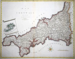 1805 Large Antique Map - Cornwall Scilly John Cary Hand Coloured (lm8)