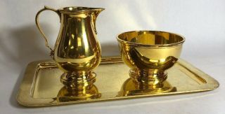 Gold Gilt Tiffany And Co Sterling Silver Sugar And Creamer W/ Tray 3pc Set