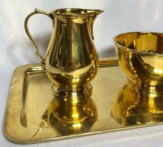 Gold Gilt Tiffany and Co Sterling Silver Sugar and Creamer W/ Tray 3pc Set 2