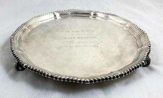 Sterling Silver Three Footed Salver / Tray London Hallmarks 397 Grams