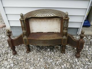 SUN GLOW VINTAGE CAST IRON ORNATE GAS FIREPLACE INSERT CERAMIC HEATER 2