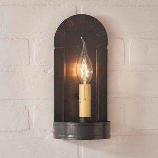 Fireplace Single Arm Wall Sconce In Blackened Tin By Irvin 