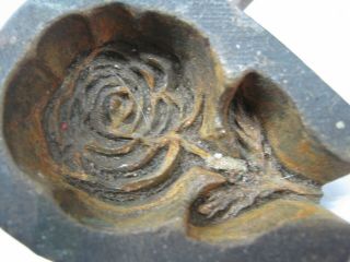 THREE BRONZE FLOWER LEAF MOLDS,  MILLINERY IRONS,  UNMARKED,  A M T,  HABRANT 4