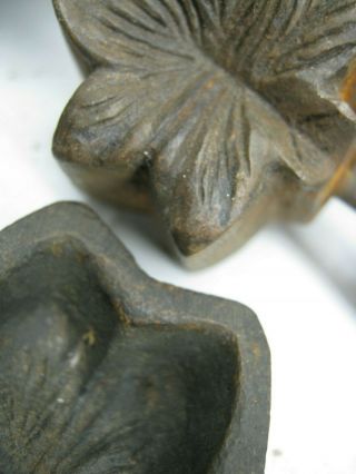 THREE BRONZE FLOWER LEAF MOLDS,  MILLINERY IRONS,  UNMARKED,  A M T,  HABRANT 6