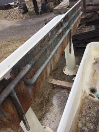 Antique Cast - Iron Trough Sink 6 Foot With Pedestals 10