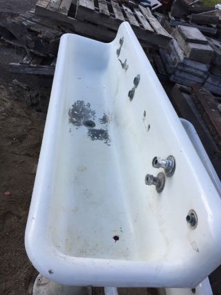 Antique Cast - Iron Trough Sink 6 Foot With Pedestals 2