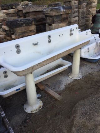 Antique Cast - Iron Trough Sink 6 Foot With Pedestals 5