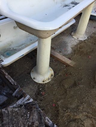 Antique Cast - Iron Trough Sink 6 Foot With Pedestals 7