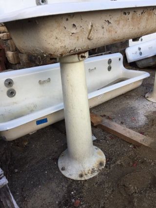 Antique Cast - Iron Trough Sink 6 Foot With Pedestals 8
