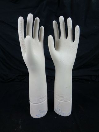 (2) - Vintage 13 - 1/2 " Porcelain Left Hand Glove Molds General Porcelain Playtex