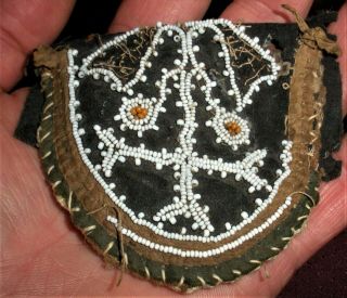 ANTIQUE 1750 - 1820 IROQUOIS NATIVE AMERICAN INDIAN BEADED MEDICINE MAN POUCH vafo 5