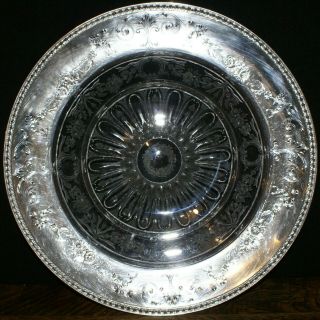 ca.  1913 Rare Grogan Company Sterling Silver Round Platter w Etched Glass Center 2