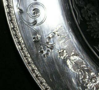 ca.  1913 Rare Grogan Company Sterling Silver Round Platter w Etched Glass Center 3