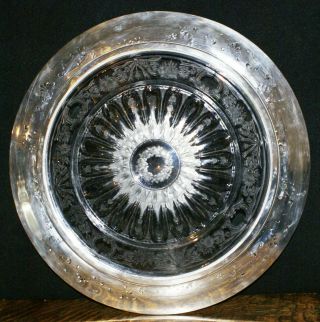 ca.  1913 Rare Grogan Company Sterling Silver Round Platter w Etched Glass Center 4